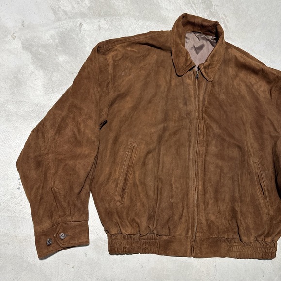 VTG Golden Bear Sportswear Men's SZ L Brown Suede Leather Bomber Jacket USA MADE - Picture 3 of 12